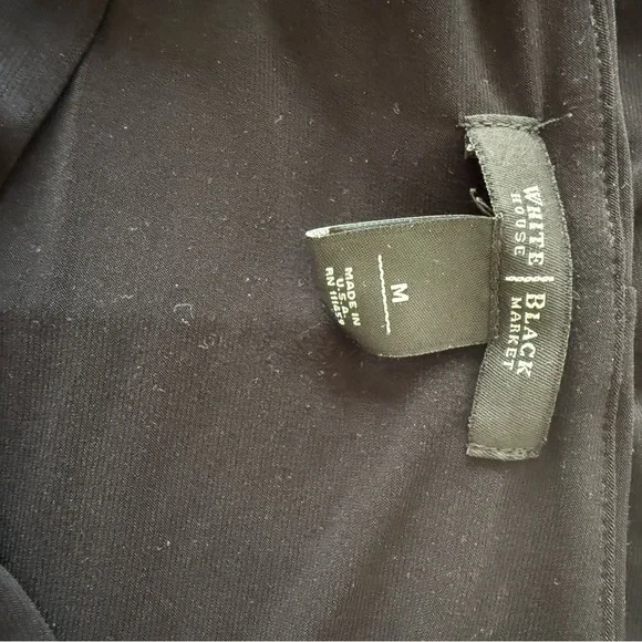 White House Black Market | Black Ruched Draped 3/4 Sleeve Top | Size M - Picture 3 of 3